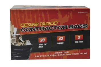 Contractor Trash Bags, 20-Count Box, 42-Gallon