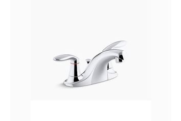 Kohler KP15241-4RA-CP, Two-Handle Centerset Bathroom Sink Faucet with Metal Pop-Up Drain and Lift Rod, 4" Center, Chrome, 1.2 gpm, Coralais Collection