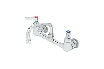 TandS Brass B-0232, Two-Handle Double Pantry Wall-Mount Swivel Faucet, 8" Center, Chrome, 23 gpm