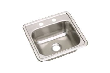Elkay D115152, 15" x 15" x 5-3/16" Single Bowl Drop-in Bar Sink, 2-Hole, Stainless Steel, Dayton Collection