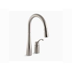 Kohler K647-VS, Single-Handle Kitchen Sink Faucet with Pull-Down Spout, Vibrant Stainless, 1.5 gpm, Simplice Collection