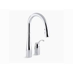 Kohler K647-CP, Single-Handle Kitchen Sink Faucet with Pull-Down Spout, Chrome, 1.5 gpm, Simplice Collection